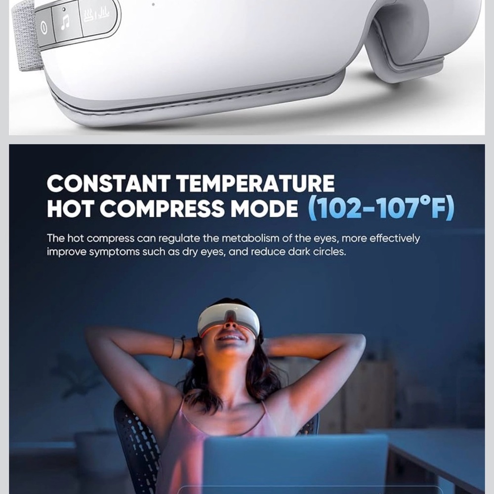Eye Massager with Constant Temperature Hot Compress - White